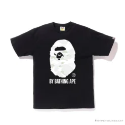 Hypeyourbeast BAPE Luminous Spots Camouflage Great Ape Man White Head Cotton Short Sleeve Tee Shirt 'BLACK' Clothes