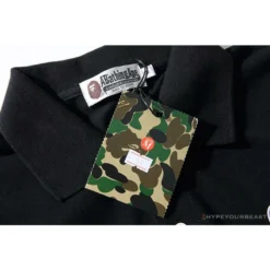 Hypeyourbeast BAPE Solid Color Versatile Embroidered Ape Head Small Badge Polo Shirt 'BLACK' Clothes