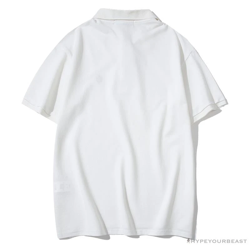 Hypeyourbeast BAPE Solid Color Versatile Embroidered Ape Head Small Badge Polo Shirt 'WHITE' 2 Hypeyourbeast BAPE Solid Color Versatile Embroidered Ape Head Small Badge Polo Shirt 'WHITE'