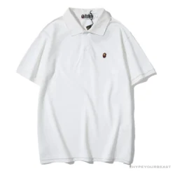 Hypeyourbeast BAPE Solid Color Versatile Embroidered Ape Head Small Badge Polo Shirt 'WHITE'