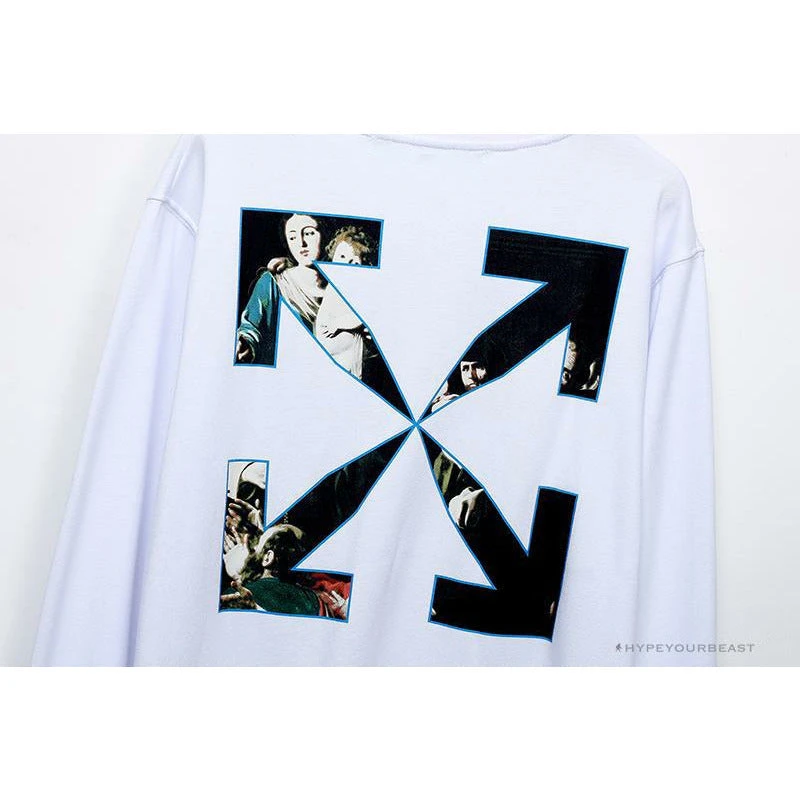 Hypeyourbeast OFF-WHITE New Madonna Painting Cotton Terry Long Sleeve Shirt 'WHITE' Shirts 6 Hypeyourbeast OFF-WHITE New Madonna Painting Cotton Terry Long Sleeve Shirt 'WHITE' Shirts