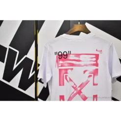 Hypeyourbeast OFF-WHITE 99 Pink Arrow Tee Shirt 'WHITE'