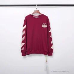 Hypeyourbeast OFF-WHITE Rubber Strip Arrow Long Sleeve Shirt 'WINE RED' Shirts