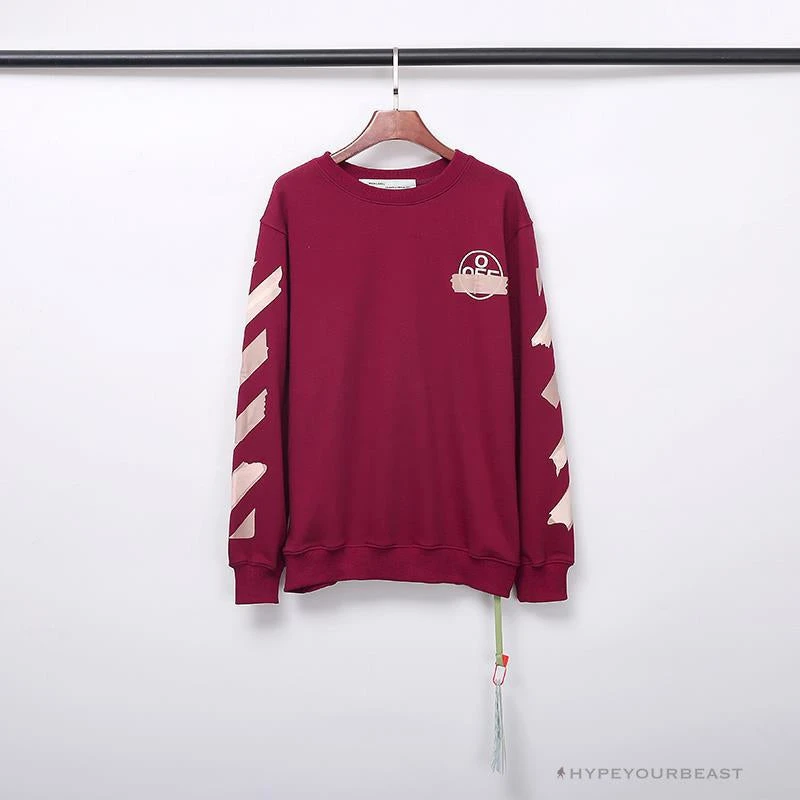 Hypeyourbeast OFF-WHITE Rubber Strip Arrow Long Sleeve Shirt 'WINE RED' Shirts 1 Hypeyourbeast OFF-WHITE Rubber Strip Arrow Long Sleeve Shirt 'WINE RED' Shirts