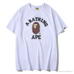 Hypeyourbeast BAPE Classic Basic Ape Man Head English LOGO Tee Shirt 'WHITE'