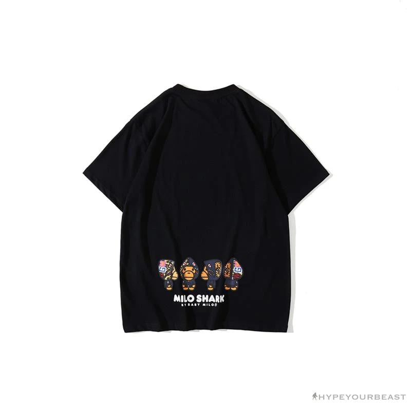 Hypeyourbeast BAPE Baby Milo Blue Shark Hat Little Monkey Tee Shirt 'BLACK' Clothes 2 Hypeyourbeast BAPE Baby Milo Blue Shark Hat Little Monkey Tee Shirt 'BLACK' Clothes