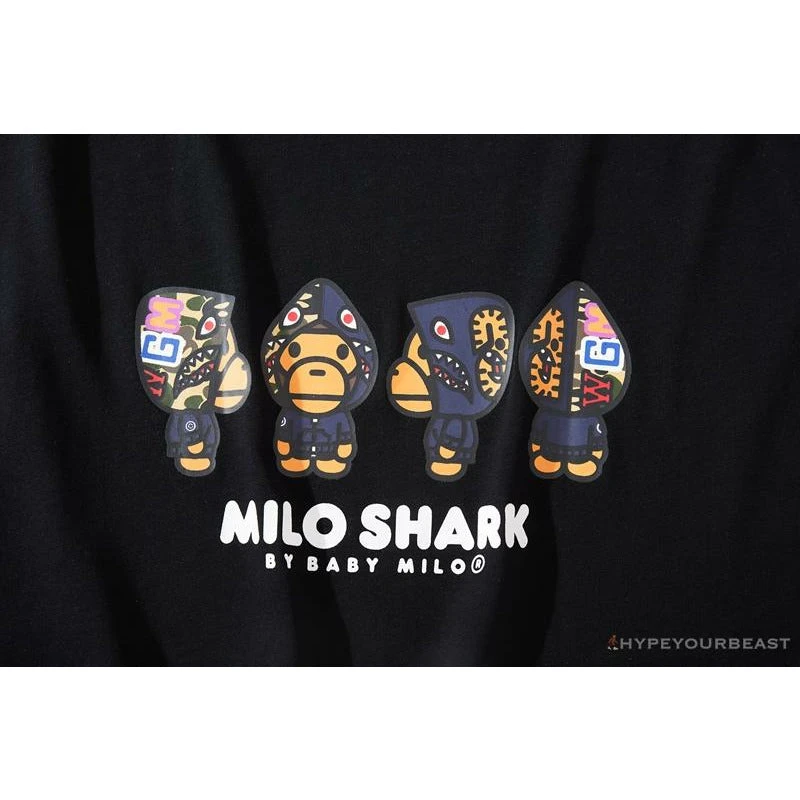 Hypeyourbeast BAPE Baby Milo Blue Shark Hat Little Monkey Tee Shirt 'BLACK' Clothes 9 Hypeyourbeast BAPE Baby Milo Blue Shark Hat Little Monkey Tee Shirt 'BLACK' Clothes