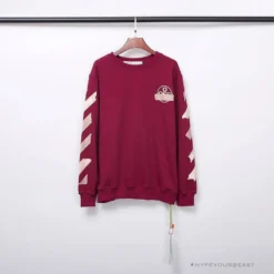 Hypeyourbeast OFF-WHITE Rubber Strip Arrow Hoodie 'WINE RED'
