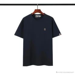 Hypeyourbeast Clothes BAPE Classic Embroidered Logo Ape Head Tee Shirt 'BLUE'