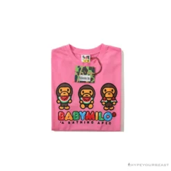 Hypeyourbeast Clothes BAPE Baby Milo Watermelon Little Monkey Tee Shirt 'PINK'