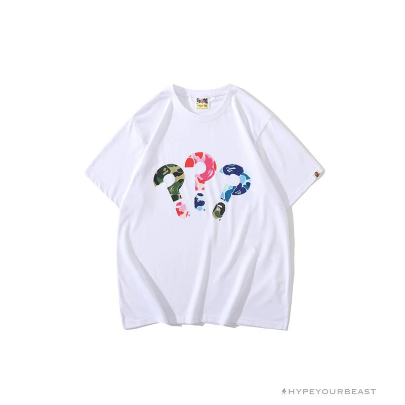 Hypeyourbeast BAPE Camouflage Three-Color Question Mark Tee Shirt 'WHITE' 1 Hypeyourbeast BAPE Camouflage Three-Color Question Mark Tee Shirt 'WHITE'