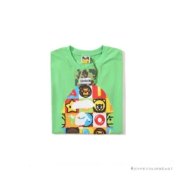 Hypeyourbeast Clothes BAPE Baby Milo Color Square Ape Head Tee Shirt 'GREEN'