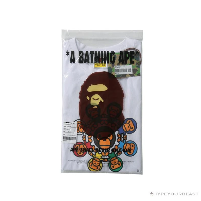 Hypeyourbeast BAPE Baby Milo Ring Colorful Kaleidoscope Tee Shirt 'WHITE' Clothes 4 Hypeyourbeast BAPE Baby Milo Ring Colorful Kaleidoscope Tee Shirt 'WHITE' Clothes