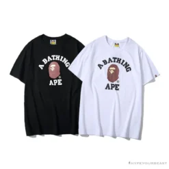 Hypeyourbeast BAPE Classic Basic Ape Man Head English LOGO Tee Shirt 'BLACK' Clothes