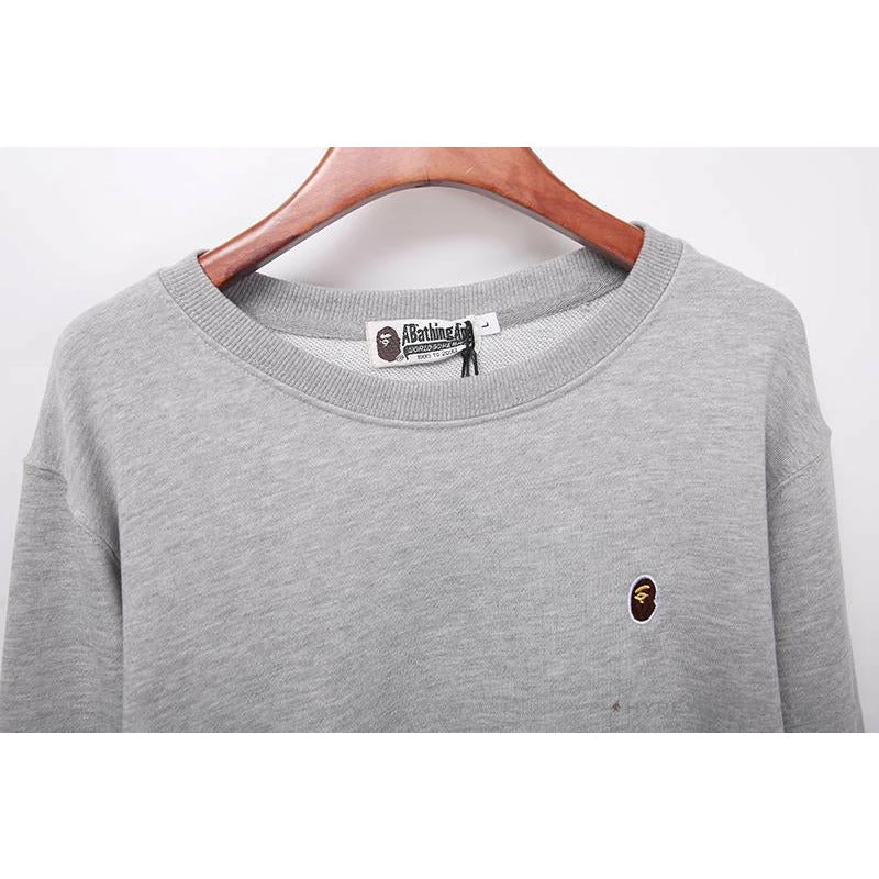 Hypeyourbeast BAPE Classic Ape Head Embroidered Long Sleeve Shirt 'GREY' 3 Hypeyourbeast BAPE Classic Ape Head Embroidered Long Sleeve Shirt 'GREY'