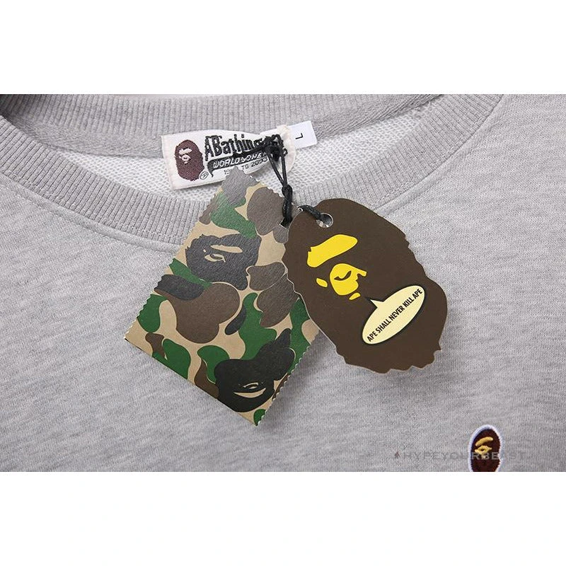 Hypeyourbeast BAPE Classic Ape Head Embroidered Long Sleeve Shirt 'GREY' 4 Hypeyourbeast BAPE Classic Ape Head Embroidered Long Sleeve Shirt 'GREY'