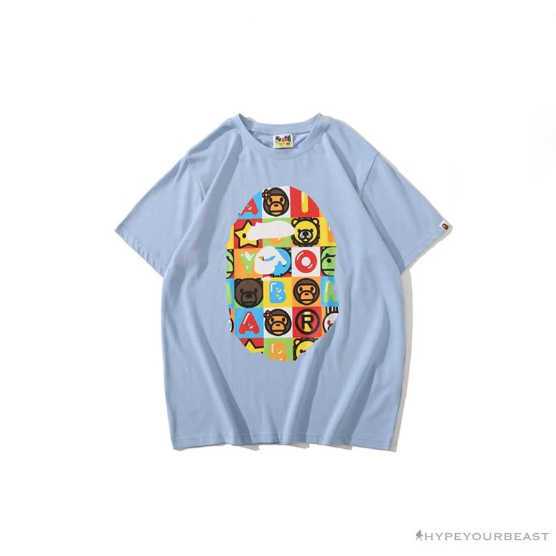 Hypeyourbeast BAPE Baby Milo Color Square Ape Head Tee Shirt 'BLUE' Clothes 1 Hypeyourbeast BAPE Baby Milo Color Square Ape Head Tee Shirt 'BLUE' Clothes
