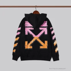 Hypeyourbeast OFF-WHITE Pink Orange Arrow Hoodie 'BLACK' Hoodies & Jackets