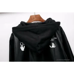 Hypeyourbeast OFF-WHITE 20FW New Logo Hooded Leather Jacket Black Hoodies & Jackets