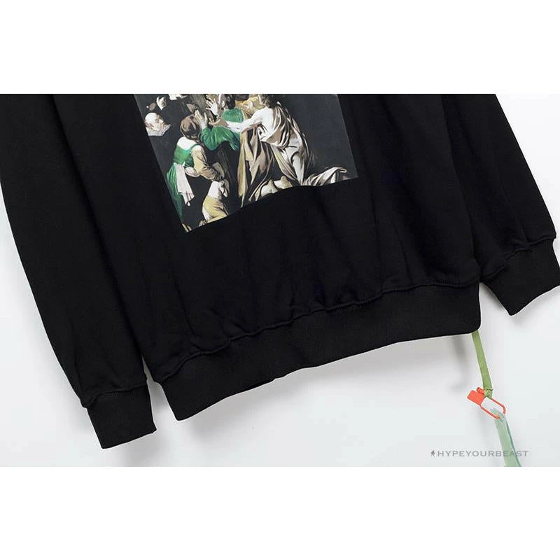 Hypeyourbeast OFF-WHITE New Madonna Painting Cotton Terry Long Sleeve Shirt 'BLACK' Shirts 4 Hypeyourbeast OFF-WHITE New Madonna Painting Cotton Terry Long Sleeve Shirt 'BLACK' Shirts