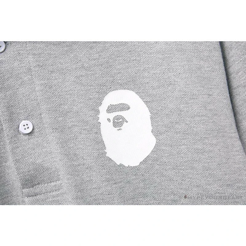Hypeyourbeast BAPE Classic Ape Head Print Versatile Polo Shirt 'GREY' 6 Hypeyourbeast BAPE Classic Ape Head Print Versatile Polo Shirt 'GREY'