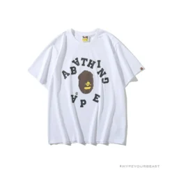 Hypeyourbeast BAPE Messy Letters Upside Down Little Ape Head Tee Shirt 'WHITE'