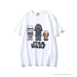 Hypeyourbeast BAPE X Star Wars Collaboration Black Warrior Tee Shirt 'WHITE' Clothes