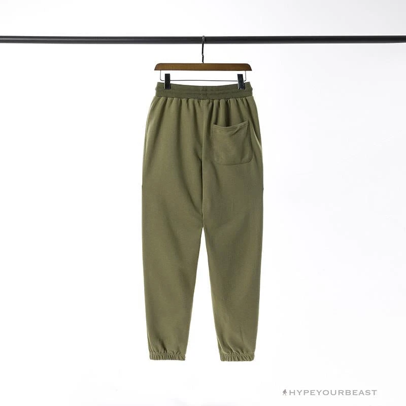 Hypeyourbeast BAPE Classic Ape Head Embroidered Standard Cotton Terry Pants 'ARMY GREEN' 2 Hypeyourbeast BAPE Classic Ape Head Embroidered Standard Cotton Terry Pants 'ARMY GREEN'