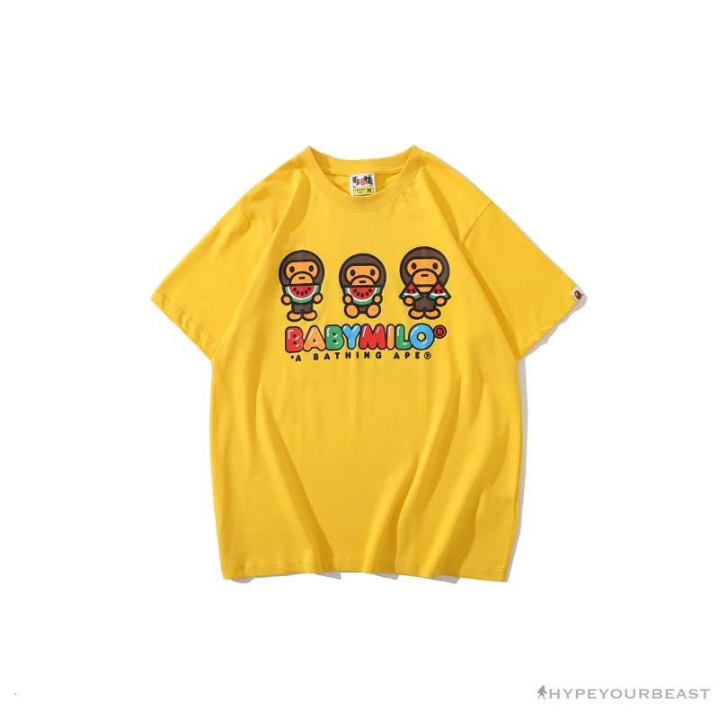 Hypeyourbeast BAPE Baby Milo Watermelon Little Monkey Tee Shirt 'YELLOW' Clothes 1 Hypeyourbeast BAPE Baby Milo Watermelon Little Monkey Tee Shirt 'YELLOW' Clothes