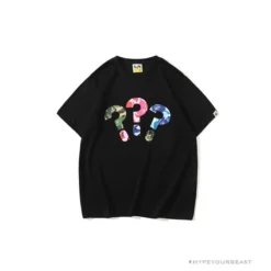 Hypeyourbeast Clothes BAPE Camouflage Three-Color Question Mark Tee Shirt 'BLACK'