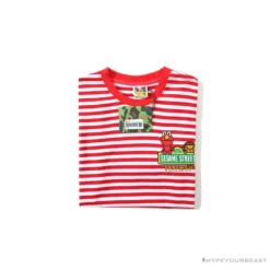 Hypeyourbeast BAPE Baby Milo Sesame Street Striped Tee Shirt 'RED' 9 Hypeyourbeast BAPE Baby Milo Sesame Street Striped Tee Shirt 'RED'