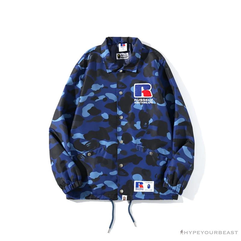 Hypeyourbeast BAPE X RUSSELL ATHLETIC Drawstring Camouflage Sweater 'BLUE' Clothes 1 Hypeyourbeast BAPE X RUSSELL ATHLETIC Drawstring Camouflage Sweater 'BLUE' Clothes