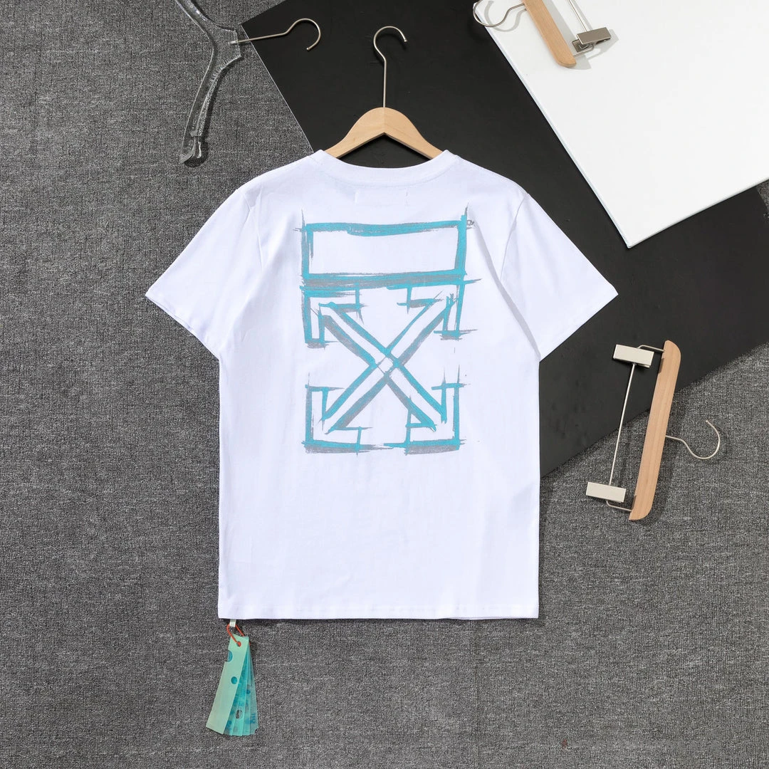 Hypeyourbeast OFF-WHITE Light Blue Marker Draw Pattern Tee Shirt 'WHITE' 2 Hypeyourbeast OFF-WHITE Light Blue Marker Draw Pattern Tee Shirt 'WHITE'
