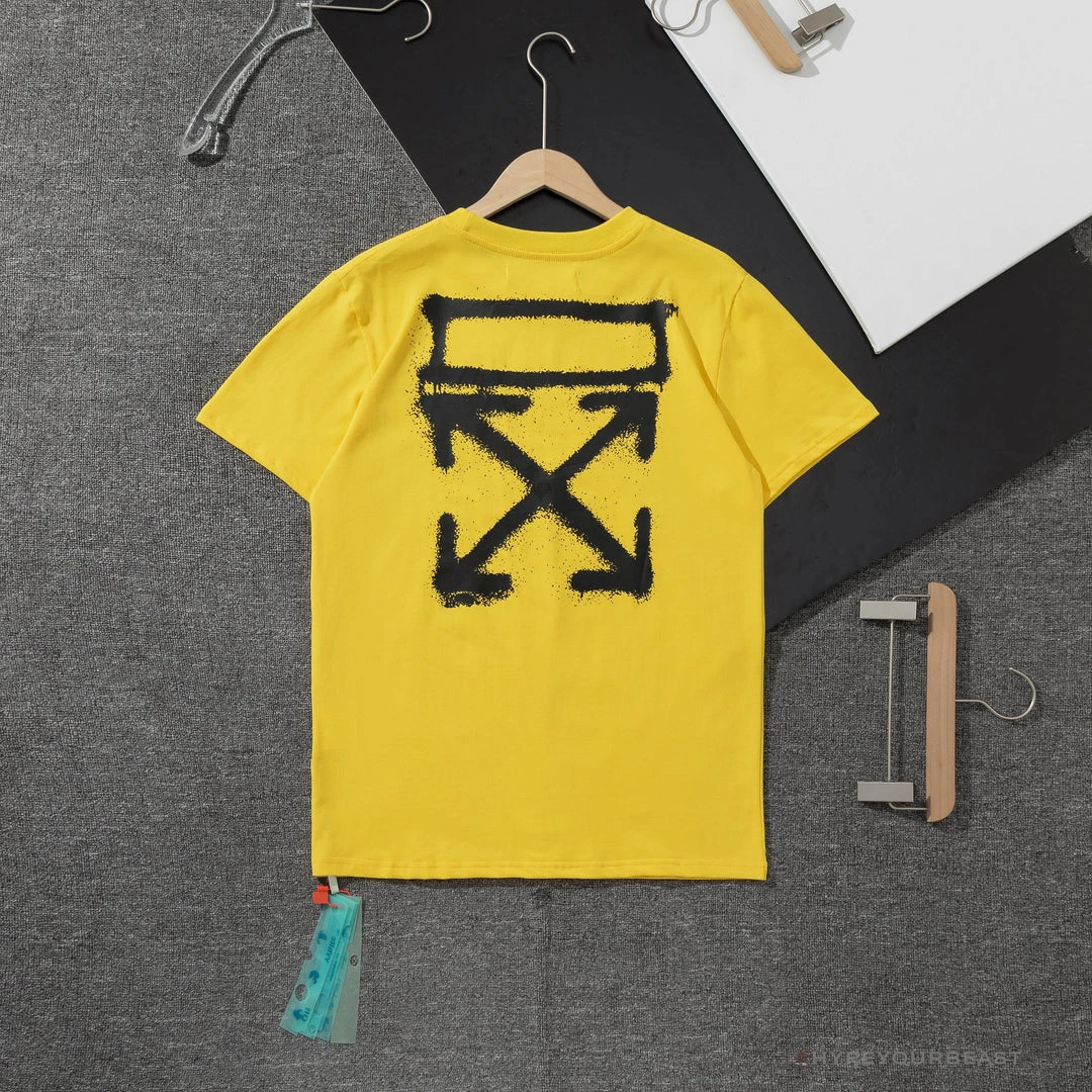 Hypeyourbeast OFF-WHITE Spray Paint Arrow Tee Shirt 'YELLOW' 2 Hypeyourbeast OFF-WHITE Spray Paint Arrow Tee Shirt 'YELLOW'