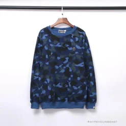 Hypeyourbeast BAPE Classic Ape Head Embroidered Camouflage Long Sleeve Shirt 'BLUE'