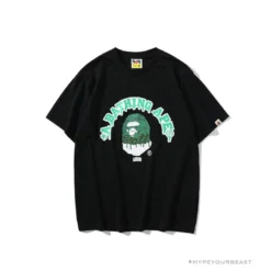 Hypeyourbeast Clothes BAPE Paint Splash Green Camouflage Tee Shirt 'BLACK'