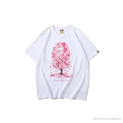 Hypeyourbeast BAPE Japan Limited Edition Pink Cherry Tree Tee Shirt 'WHITE'