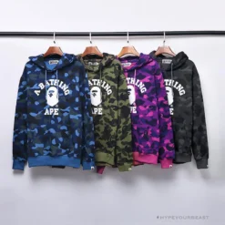 Hypeyourbeast BAPE X Bathing Ape Head Camouflage Hoodie 'GREY'