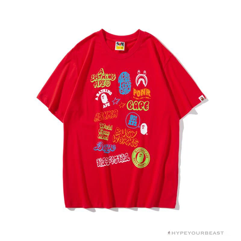 Hypeyourbeast Clothes BAPE Street Graffiti Tee Shirt 'RED' 1 Hypeyourbeast Clothes BAPE Street Graffiti Tee Shirt 'RED'