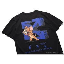 Hypeyourbeast T-Shirts OFF-WHITE Classic Animated Tom And Jerry Arrow Tee Shirt 'BLACK'
