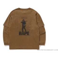 HypeYourBeast Bape Long Sleeve Tee Shirt Brown