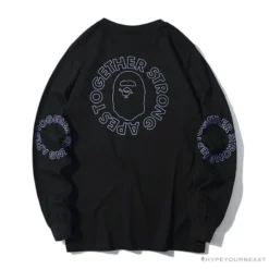 Hypeyourbeast Clothes BAPE APES TOGETHER English Alphabet Ape Head Long Sleeve Shirt 'BLACK'