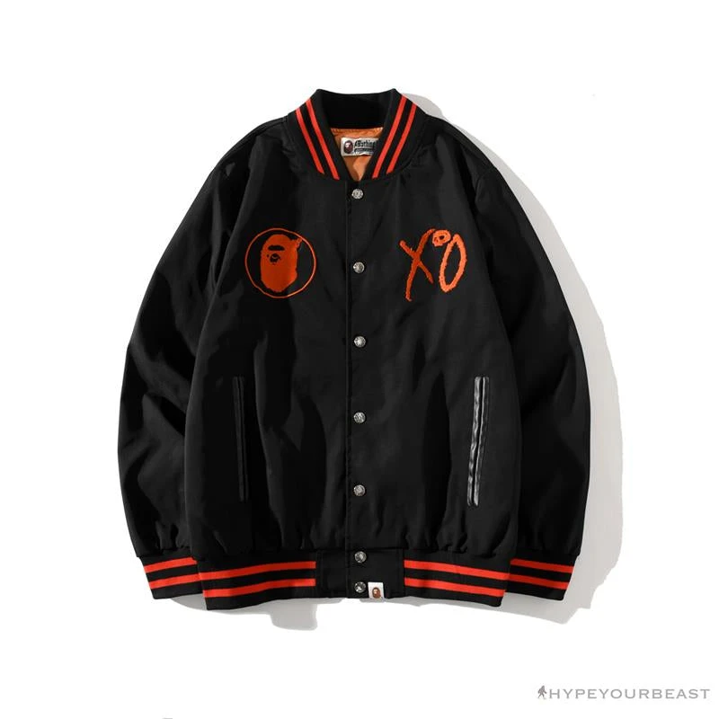 Hypeyourbeast BAPE X XO Red Jacket Baseball Uniform Clothes 1 Hypeyourbeast BAPE X XO Red Jacket Baseball Uniform Clothes
