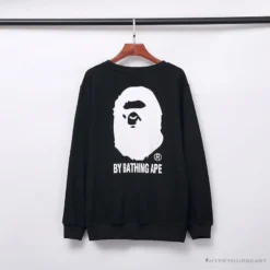 Hypeyourbeast Clothes BAPE Behind The Great Ape-Man Head Long Sleeve Shirt 'BLACK'