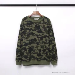 Hypeyourbeast Clothes BAPE Classic Ape Head Embroidered Camouflage Long Sleeve Shirt 'GREEN'