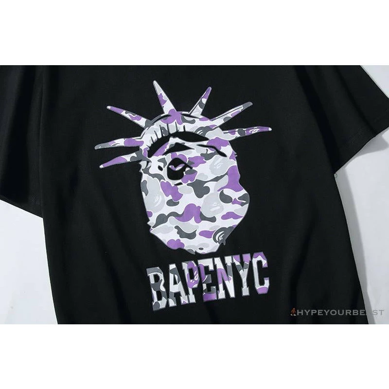 Hypeyourbeast Clothes BAPE NYC New York Limited Purple Camouflage Ape Head Tee Shirt 'BLACK' 4 Hypeyourbeast Clothes BAPE NYC New York Limited Purple Camouflage Ape Head Tee Shirt 'BLACK'