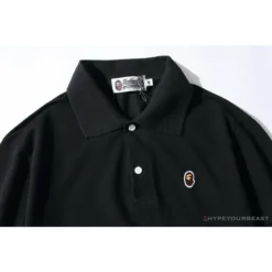 Hypeyourbeast BAPE Solid Color Versatile Embroidered Ape Head Small Badge Polo Shirt 'BLACK' Clothes