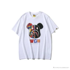 Hypeyourbeast BAPE Violent Bear Color Stitching Tee Shirt 'WHITE' Clothes