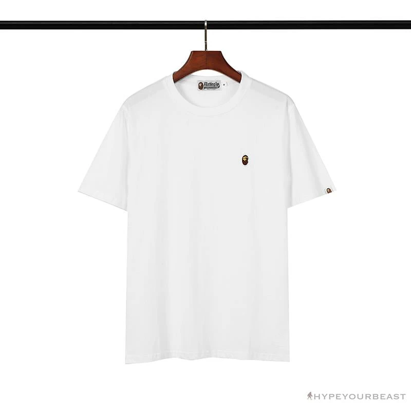 Hypeyourbeast BAPE Classic Embroidered Logo Ape Head Tee Shirt 'WHITE' Clothes 1 Hypeyourbeast BAPE Classic Embroidered Logo Ape Head Tee Shirt 'WHITE' Clothes