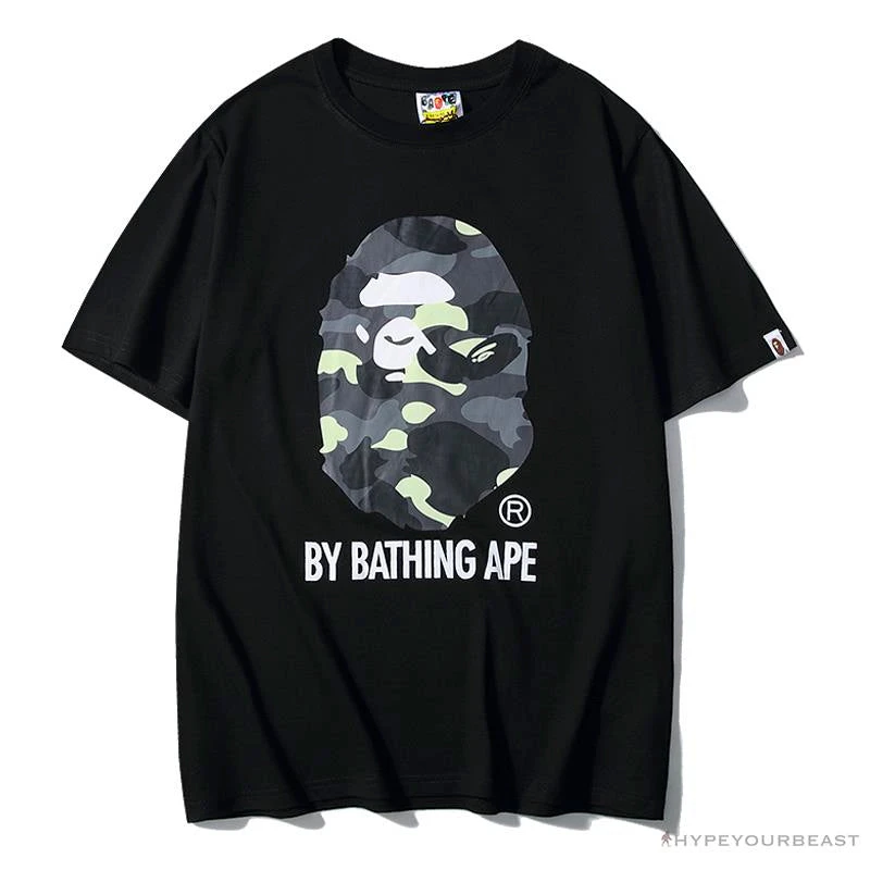 Hypeyourbeast Clothes BAPE Luminous Spots Camouflage Great Ape Man Black Head Cotton Short Sleeve Tee Shirt 'BLACK' 1 Hypeyourbeast Clothes BAPE Luminous Spots Camouflage Great Ape Man Black Head Cotton Short Sleeve Tee Shirt 'BLACK'